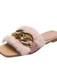 Women Slippers Causal Ladies Square Toe Flat Outdoor