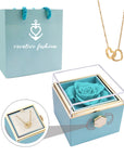 Eternal Rose Box and Engraved Necklace - Valentine's Day Gift for Her