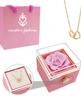 Eternal Rose Box and Engraved Necklace - Valentine's Day Gift for Her