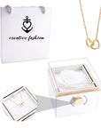 Eternal Rose Box and Engraved Necklace - Valentine's Day Gift for Her