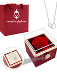 Eternal Rose Box and Engraved Necklace - Valentine's Day Gift for Her