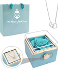 Eternal Rose Box and Engraved Necklace - Valentine's Day Gift for Her