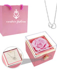 Eternal Rose Box and Engraved Necklace - Valentine's Day Gift for Her