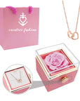 Eternal Rose Box and Engraved Necklace - Valentine's Day Gift for Her