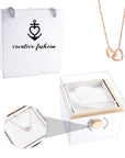 Eternal Rose Box and Engraved Necklace - Valentine's Day Gift for Her