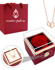 Eternal Rose Box and Engraved Necklace - Valentine's Day Gift for Her