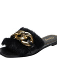 Women Slippers Causal Ladies Square Toe Flat Outdoor