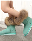 Women's Fox Fur Snow Boots