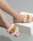 Women Slippers Causal Ladies Square Toe Flat Outdoor