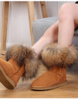 Women's Fox Fur Snow Boots
