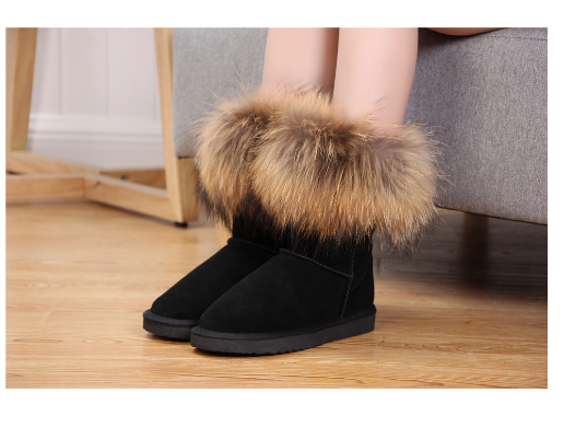 Women&#39;s Fox Fur Snow Boots