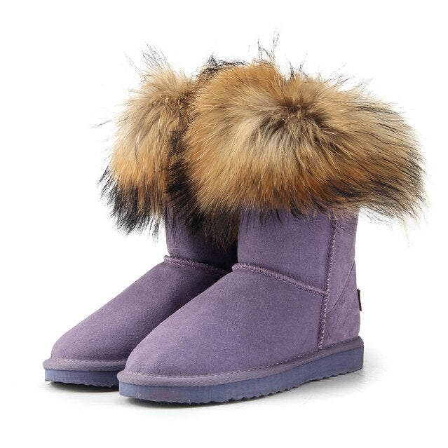 Women&#39;s Fox Fur Snow Boots