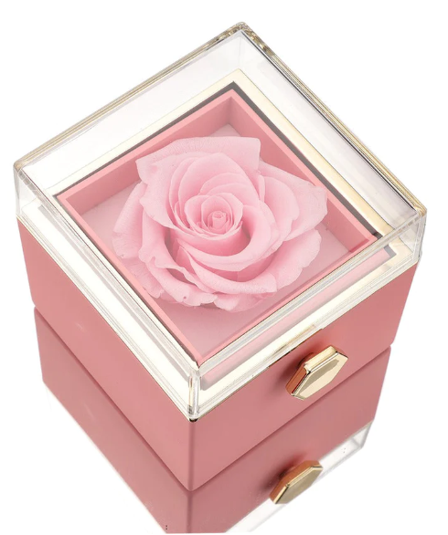 Eternal Rose Box and Engraved Necklace - Valentine&#39;s Day Gift for Her
