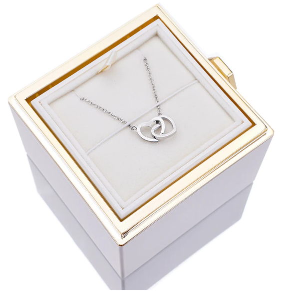 Eternal Rose Box and Engraved Necklace - Valentine&#39;s Day Gift for Her