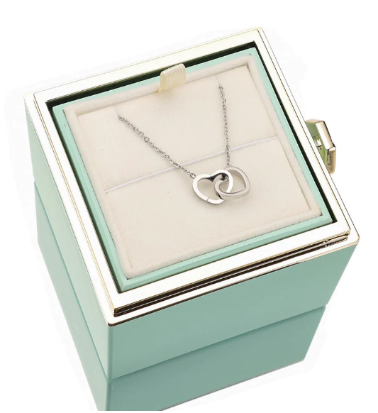 Eternal Rose Box and Engraved Necklace - Valentine&#39;s Day Gift for Her