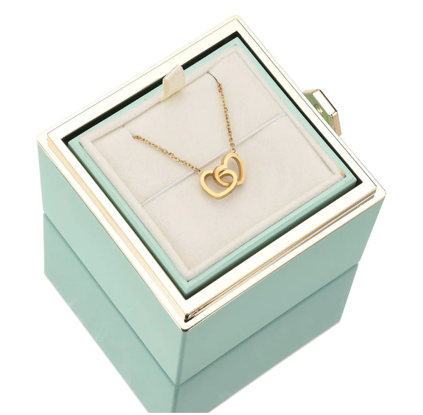 Eternal Rose Box and Engraved Necklace - Valentine&#39;s Day Gift for Her