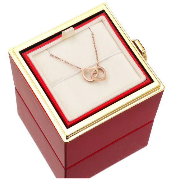 Eternal Rose Box and Engraved Necklace - Valentine&#39;s Day Gift for Her