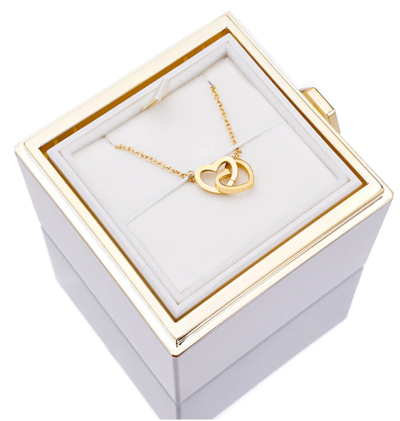 Eternal Rose Box and Engraved Necklace - Valentine&#39;s Day Gift for Her