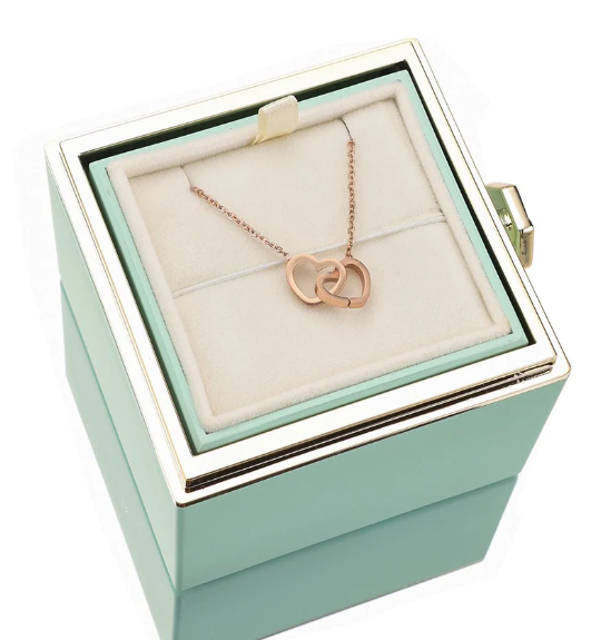 Eternal Rose Box and Engraved Necklace - Valentine&#39;s Day Gift for Her