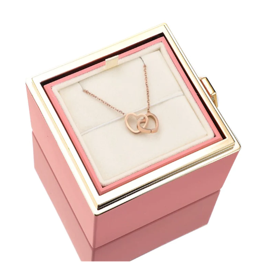 Eternal Rose Box and Engraved Necklace - Valentine&#39;s Day Gift for Her