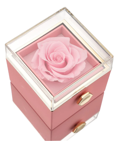 Eternal Rose Box and Engraved Necklace - Valentine&#39;s Day Gift for Her