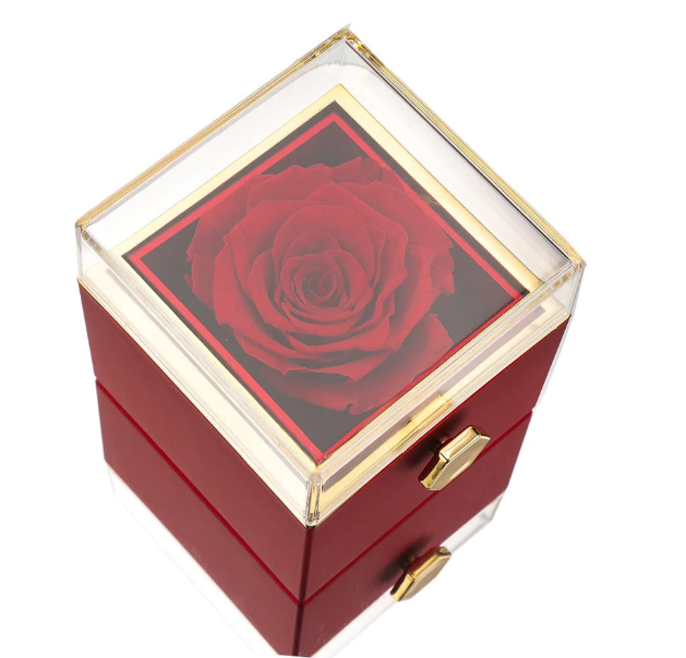 Eternal Rose Box and Engraved Necklace - Valentine&#39;s Day Gift for Her