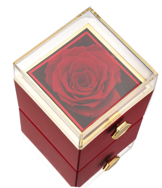 Eternal Rose Box and Engraved Necklace - Valentine&#39;s Day Gift for Her