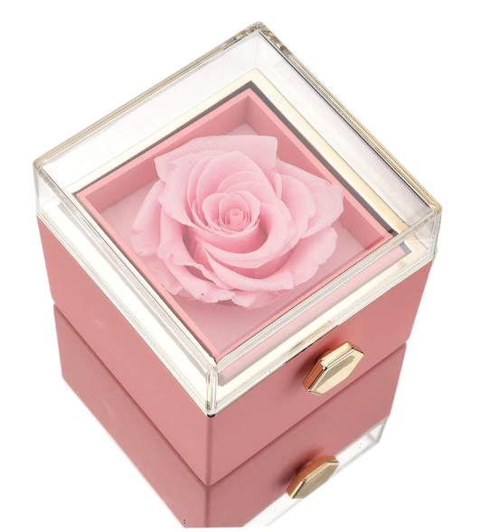 Eternal Rose Box and Engraved Necklace - Valentine&#39;s Day Gift for Her