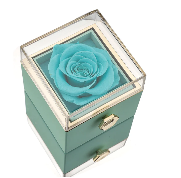 Eternal Rose Box and Engraved Necklace - Valentine&#39;s Day Gift for Her