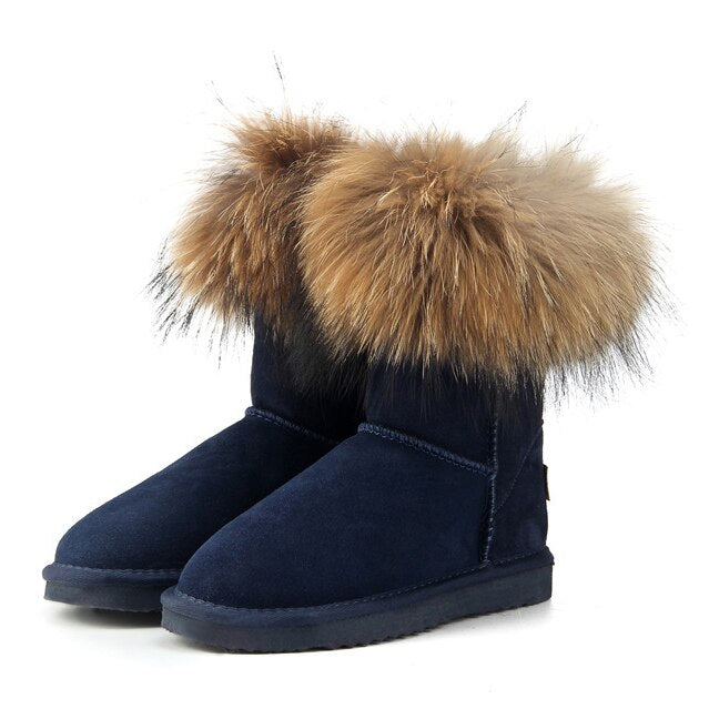 Women&#39;s Fox Fur Snow Boots