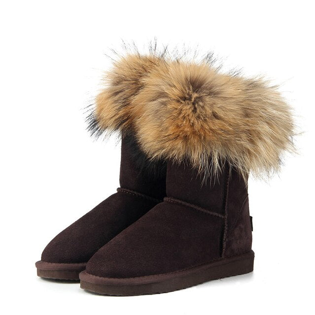 Women&#39;s Fox Fur Snow Boots