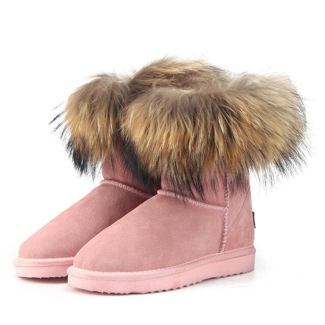 Women&#39;s Fox Fur Snow Boots