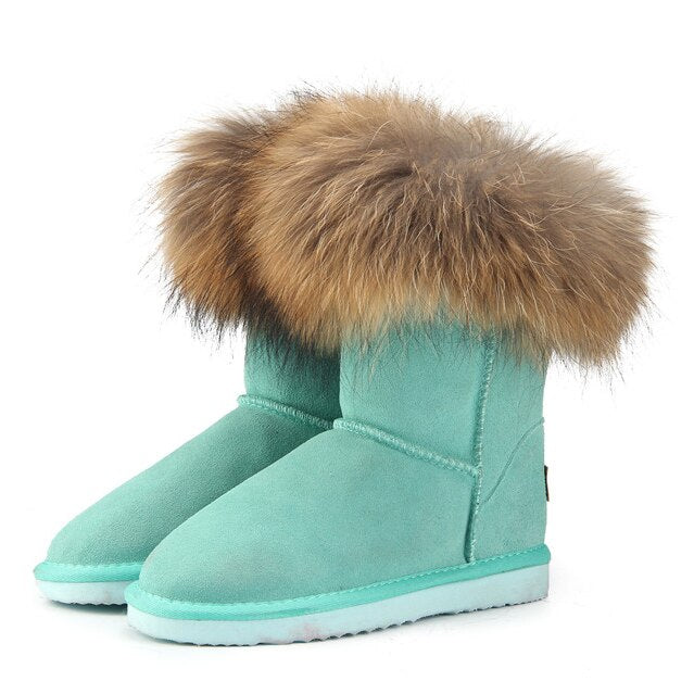 Women&#39;s Fox Fur Snow Boots