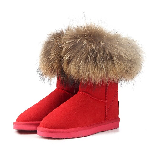 Women&#39;s Fox Fur Snow Boots